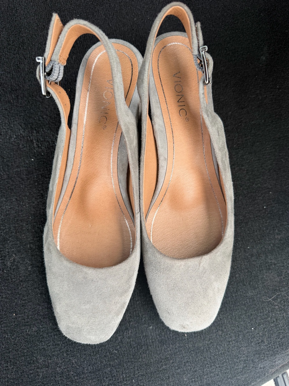 NWOT Vionic Nareen Gray Suede Women's Slingback Heels Size 7 - Picture 2 of 4